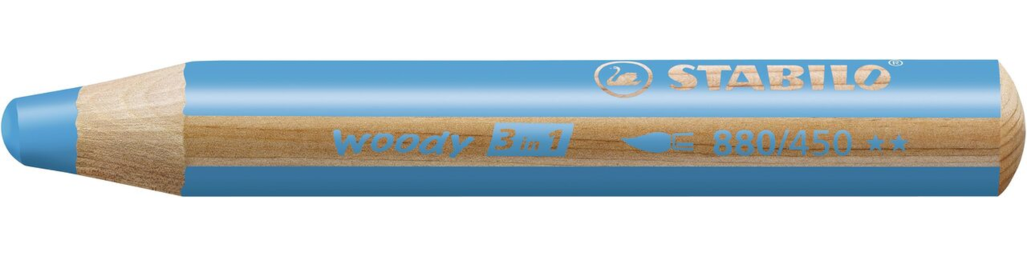STABILO woody 3in1 Buntstift Cyan 10 cm