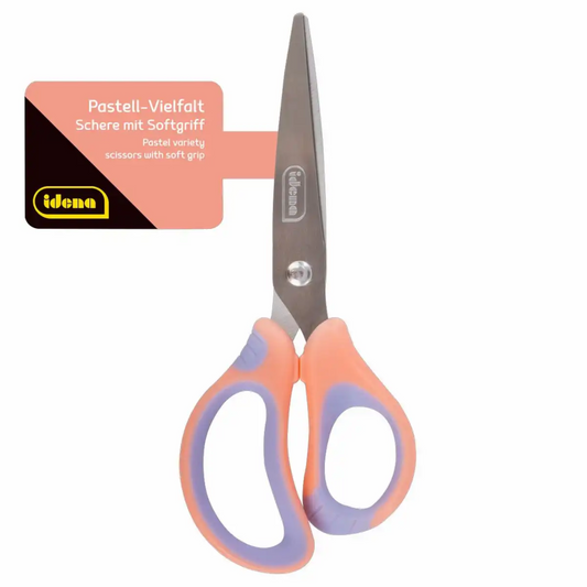 Idena Schere mit Softgriff 13 cm Pastell apricot/flieder