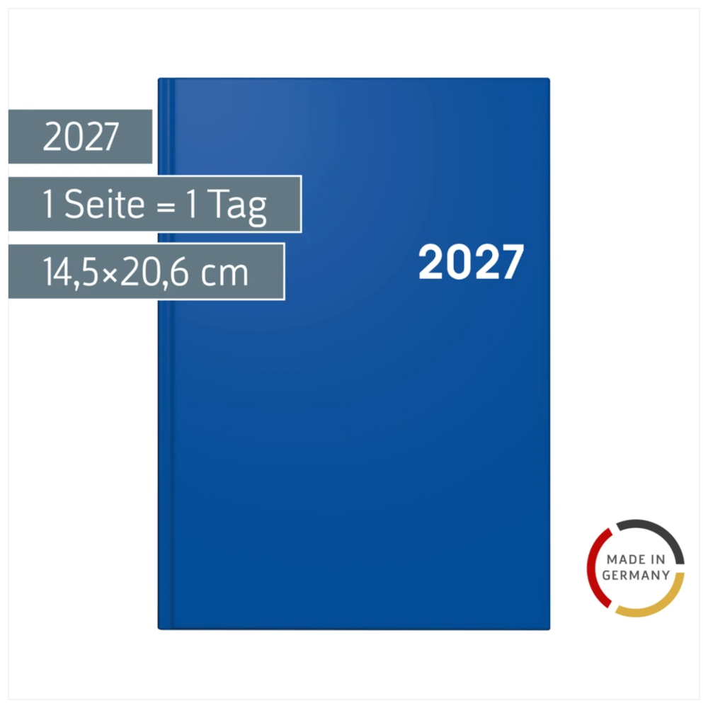 BRUNNEN Buchkalender A5 2027 Colour Line blau, 352 Seiten