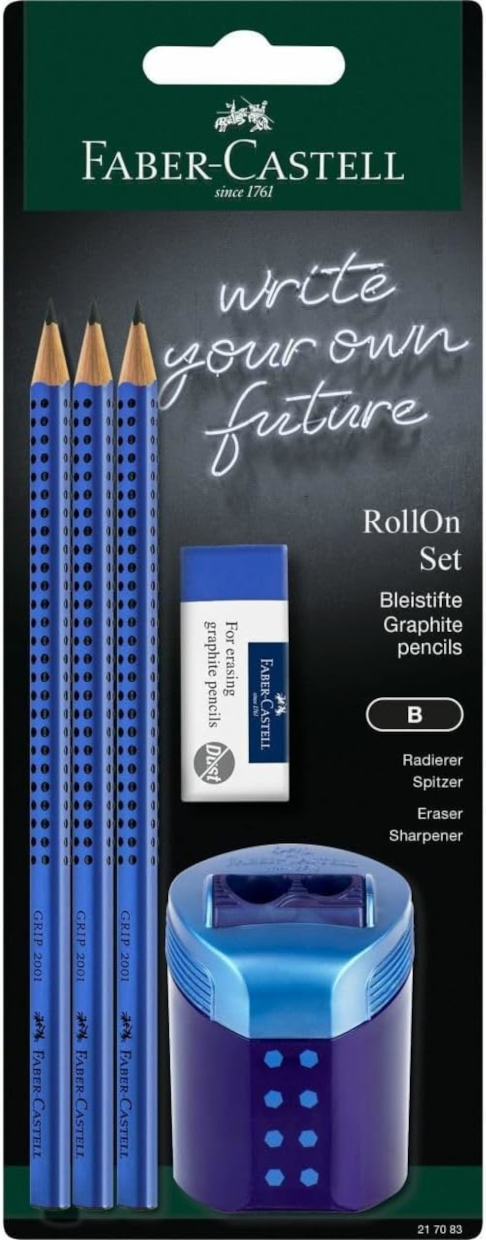 Faber-Castell Grip 2001 Schreibset Blau, 5-teilig, B