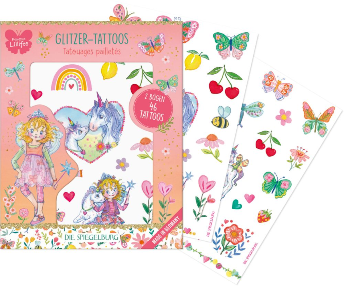 Glitzer-Tattoos Prinzessin Lillifee – 46 Motive auf 2 Bögen