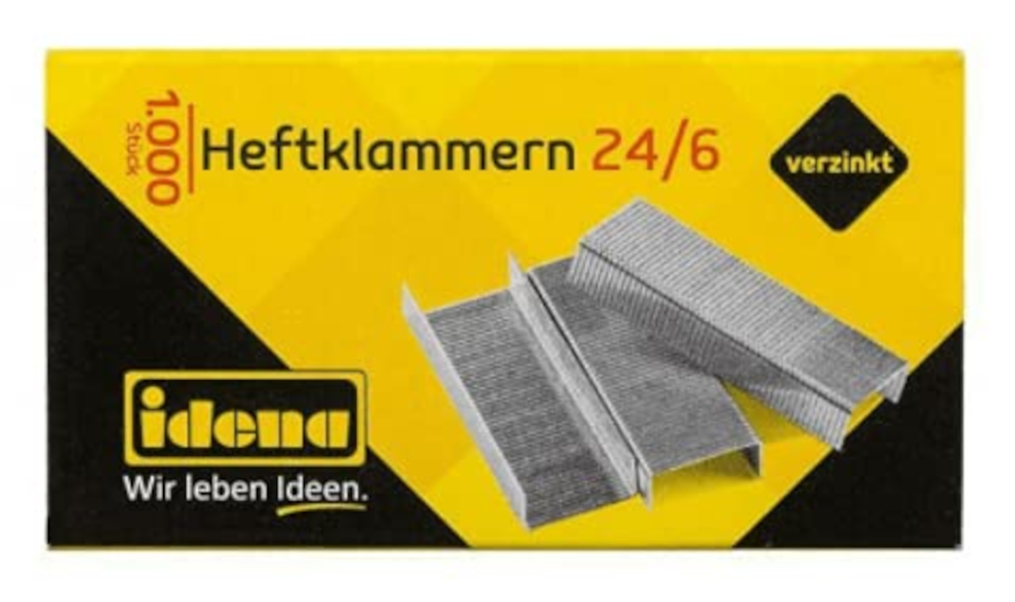 Idena Heftklammern 24/6 1000 Stück verzinkt