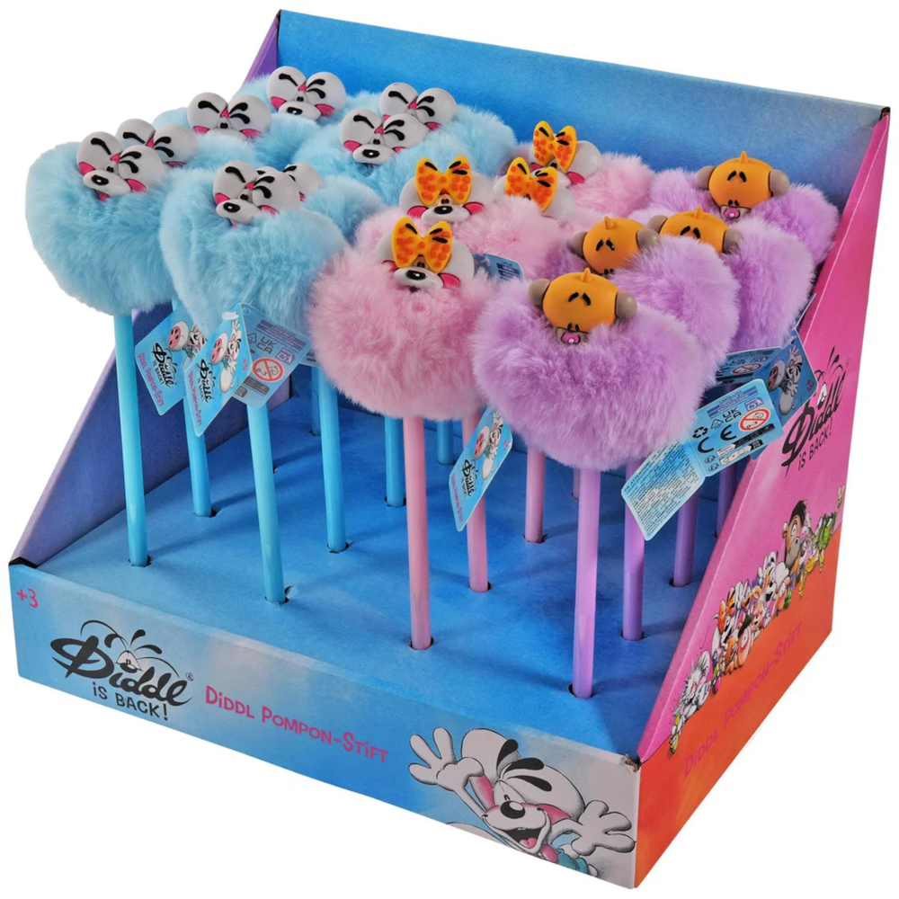 Diddl Pompon-Stift lila – Kugelschreiber mit Pompon