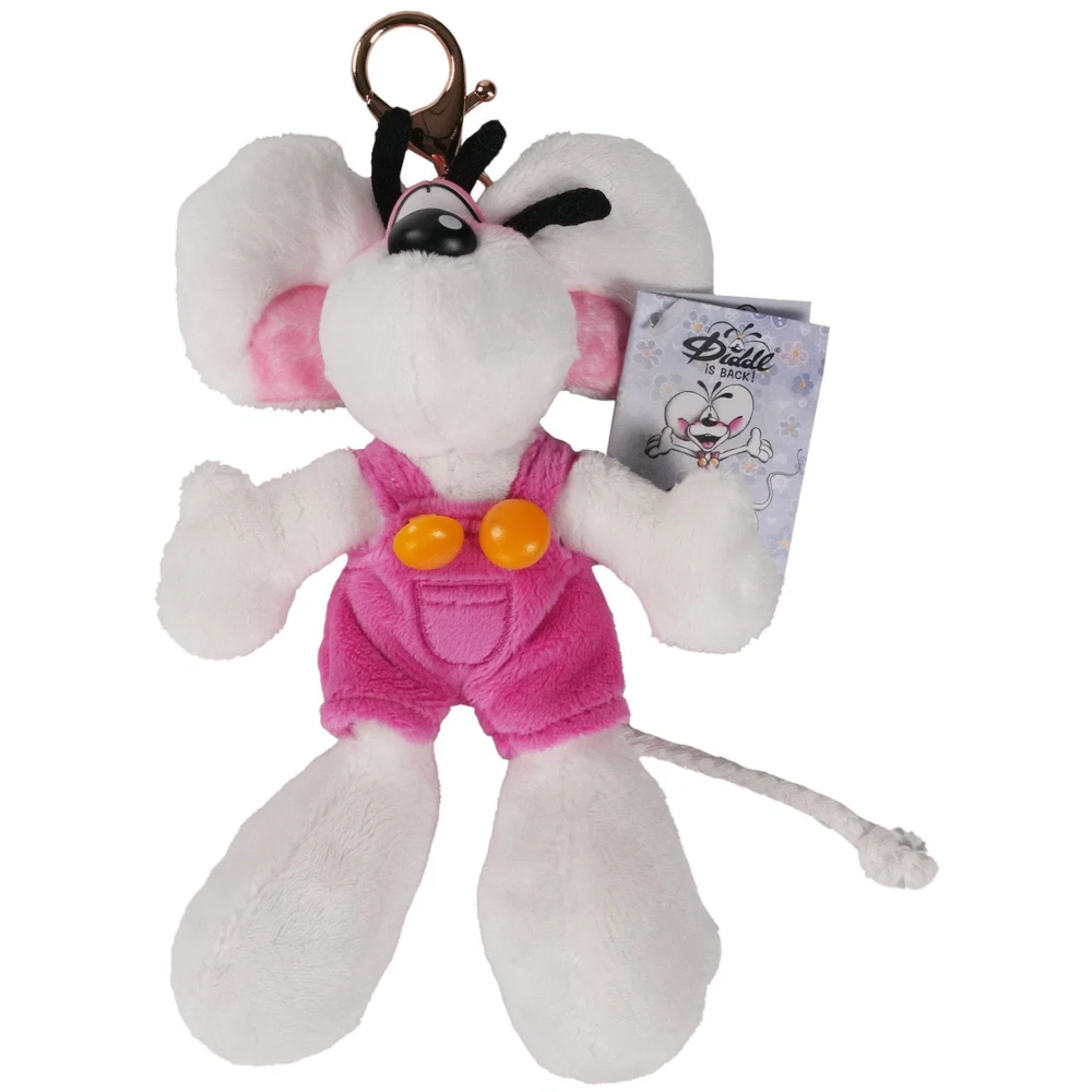 Diddl Plüsch-Schlüsselanhänger rosa Latzhose 15 cm (Art. 23471)