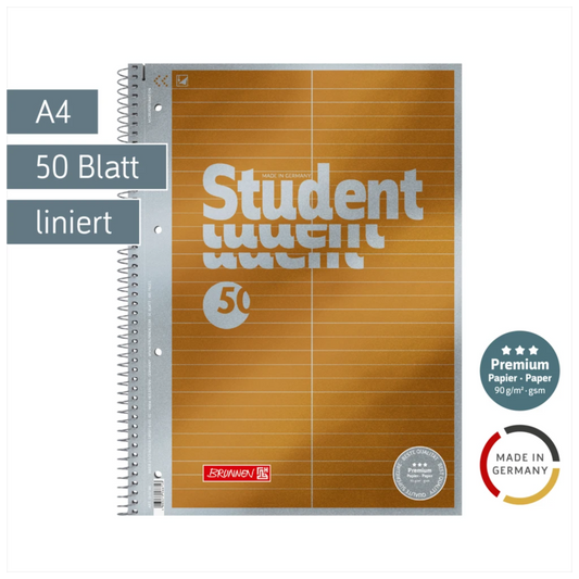 BRUNNEN Premium Student Block A4 lin. 53, 50 Blatt, gelb