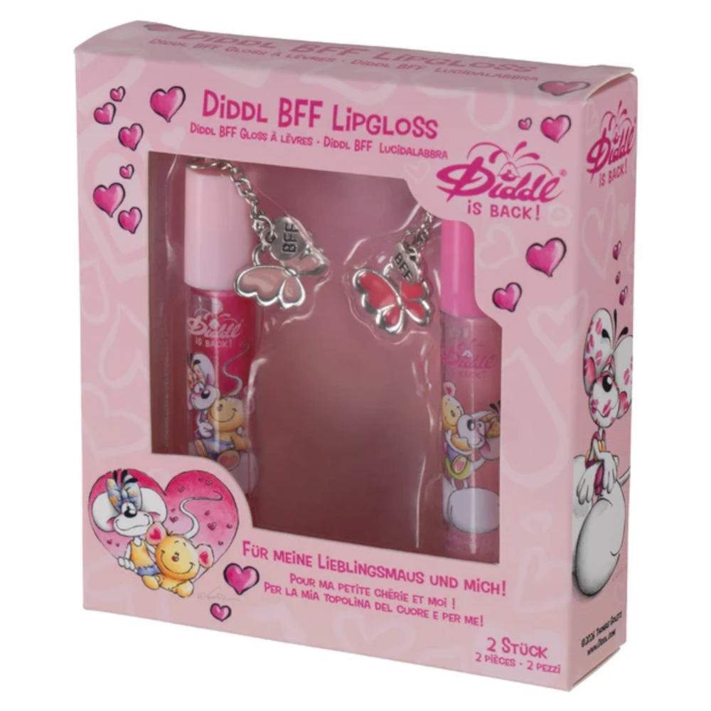 Diddl BFF Lipgloss-Set, 2 Lipglosse mit Anhängern