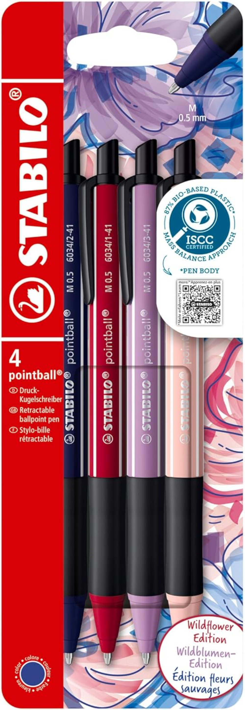 STABILO pointball NatureCOLORS Wildflowers 4er, 0,5 mm