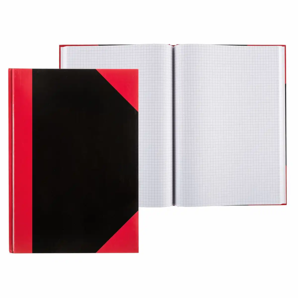 Idena Kladde A4 kariert 96 Blatt Hardcover schwarz/rot