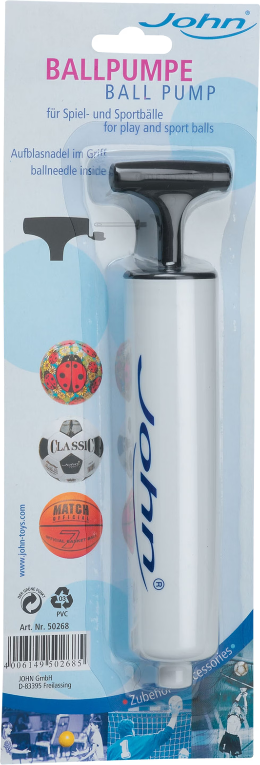 JOHN Ballpumpe 150mm mit integrierter Ballnadel – weiß