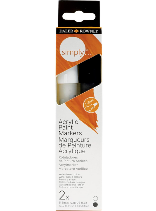 DALER ROWNEY Simply Acrylmarker Set - Professionelle Pump-Marker in Schwarz & Weiß