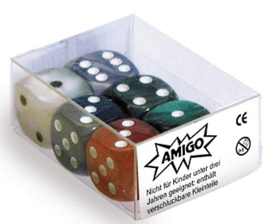 AMIGO Perlmutt-Würfel 6er-Set 16 mm – Farbe zufällig