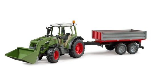 BRUDER 02182 Fendt Vario 211 mit Frontlader und Bordwandanhänger - Detailgetreuer Traktor 1:16