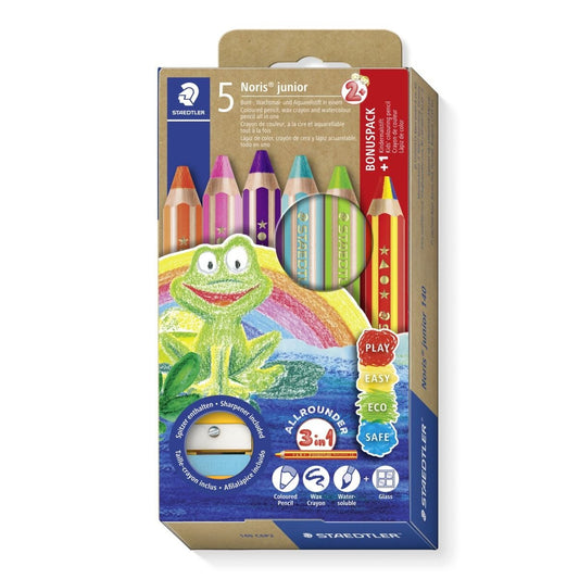 STAEDTLER Noris junior 3in1 Buntstifte Set 6 Stifte – ab 2 Jahren