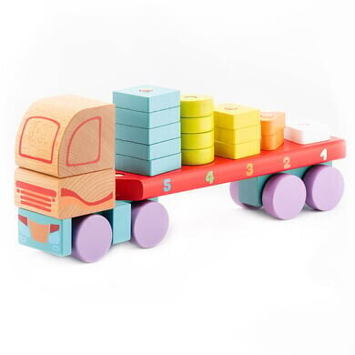 Holzspielzeug LKW mit Geometrie-Sortierspiel - Pädagogisch wertvoll für Kleinkinder