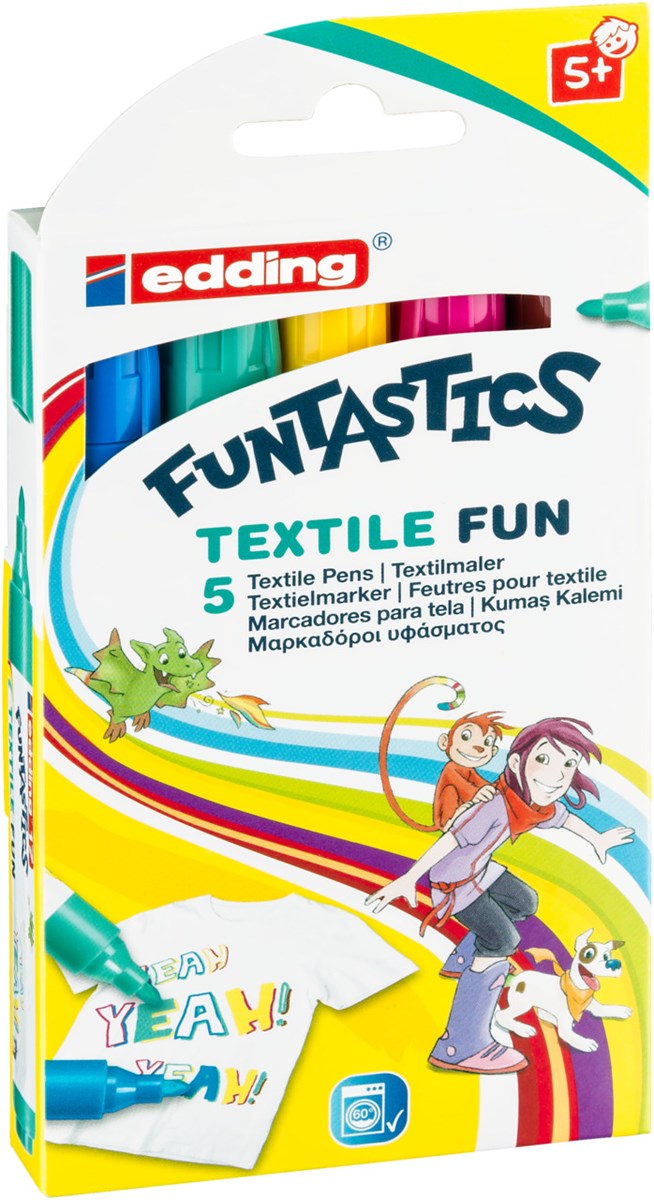 edding 17 Funtastics Textilmarker 5er-Set für Kinder
