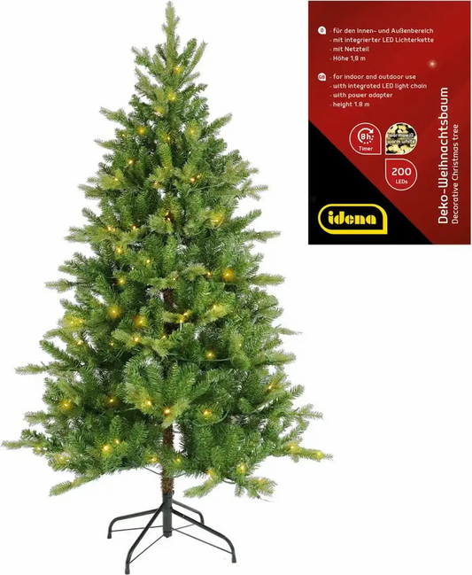 Idena Weihnachtsbaum mit 200 LED Beleuchtung und 8h-Timer 180cm