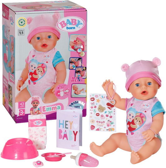 Zapf Creation BABY born Emma Puppe 43cm mit 10 Zubehörteilen