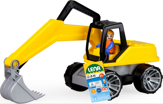 LENA TRUXX Bagger 38cm - Spielzeug Baufahrzeug mit Figur