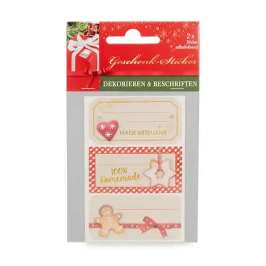 Weihnachts-Geschenkaufkleber 6 Stk. mehrfarbig 8x4cm
