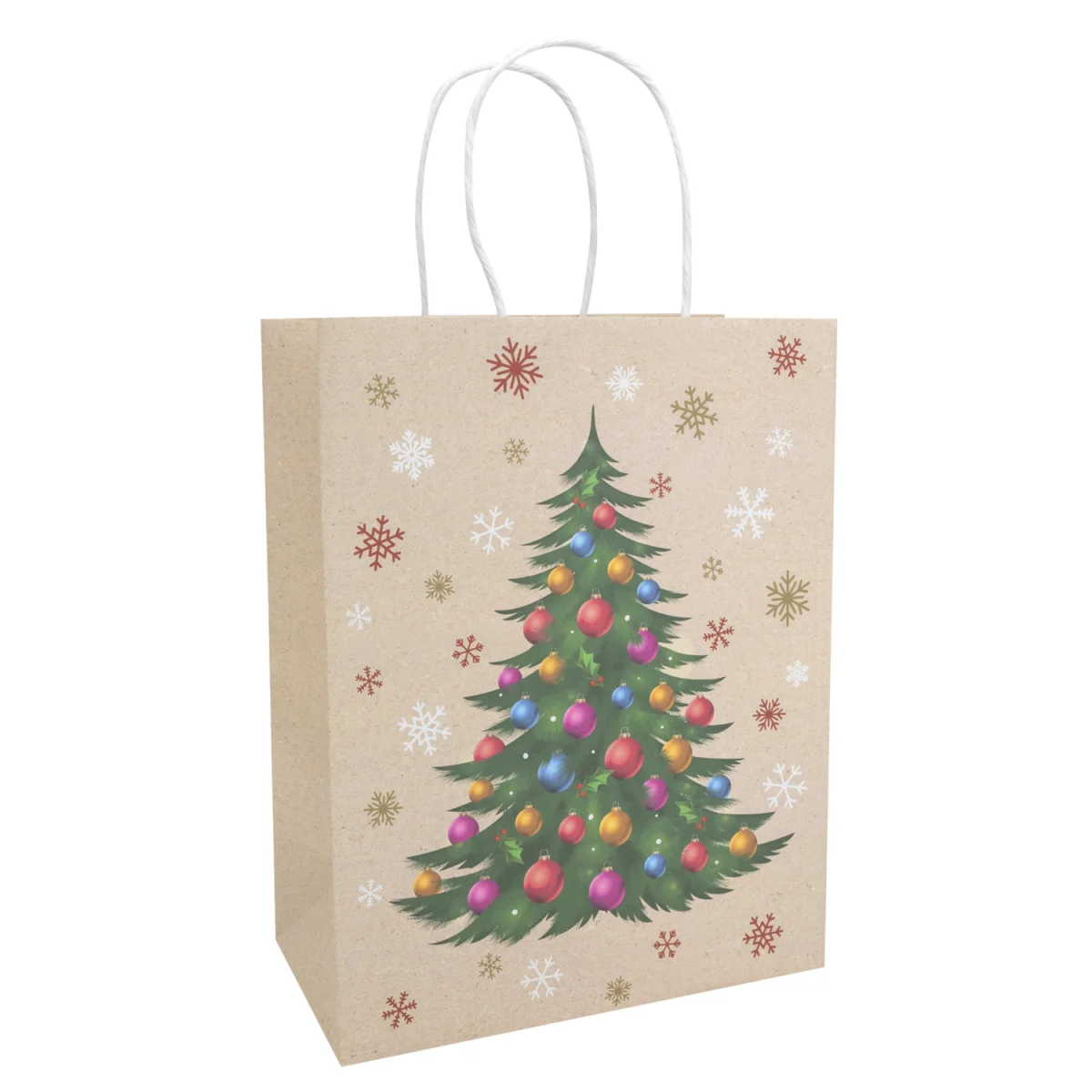 Geschenktasche Tannenbaum 27x21x11cm Weihnachten bunt