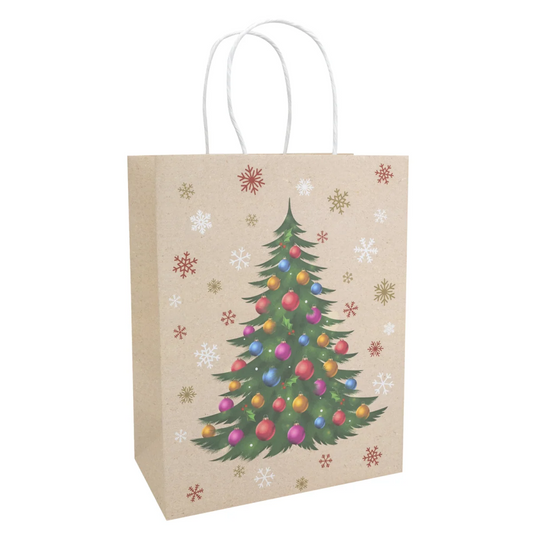 Geschenktasche Tannenbaum 27x21x11cm Weihnachten bunt