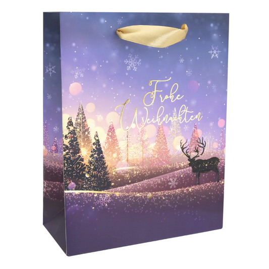 Geschenktasche Weihnachten Kraftpapier 23x18x8cm Merry Christmas