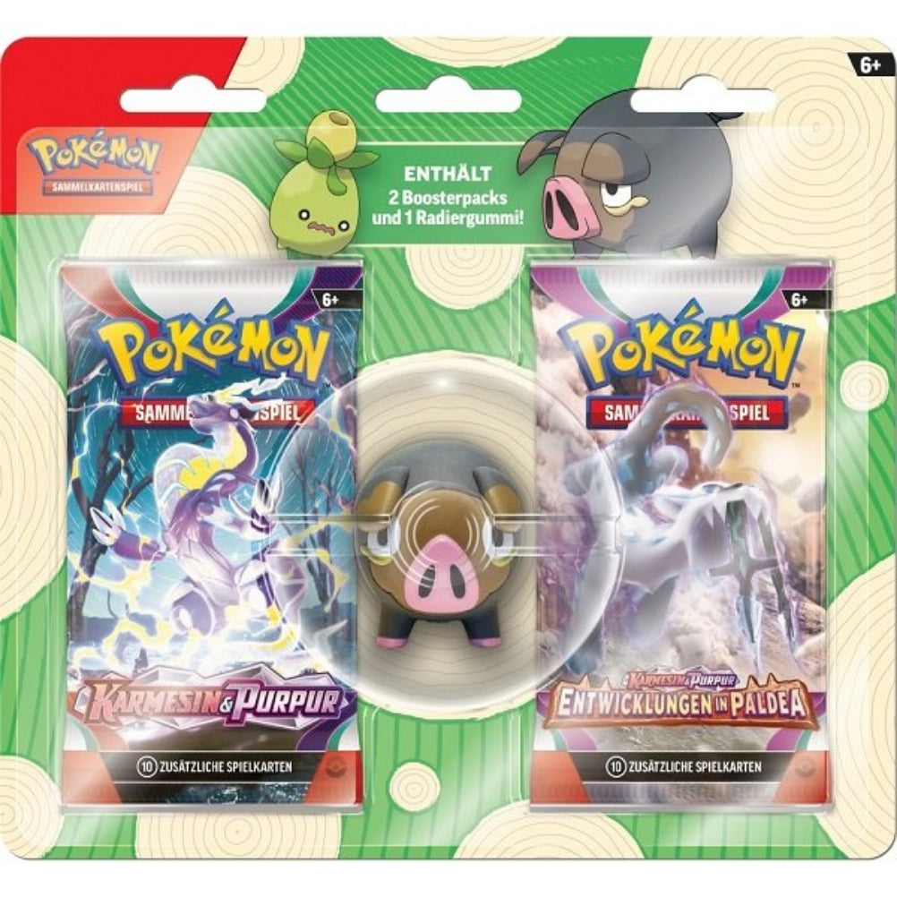 Pokémon - Ferkuli-Radiergummi zur Einschulung + 2 Booster Packs  (deutsch)