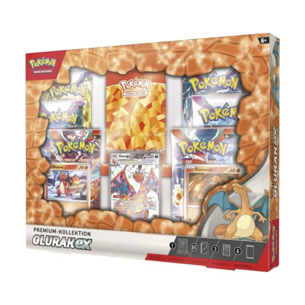 Pokemon  Glurak ex Premium Kollektion (deutsch)- 6 Pokemon Booster Packs
