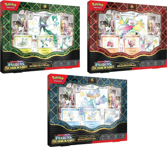 Pokémon Premium-Kollektion Karmesin & Purpur - Paldeas Schicksale: Schillernde Pokémon-ex (3-fach sortiert)