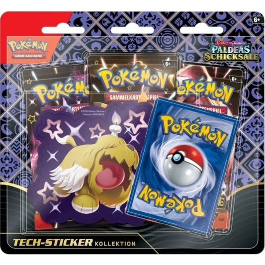 Pokémon - Karmesin & Purpur Paldeas Schicksale Tech-Sticker-Kollektion - Gruff (deutsch) 3 Booster Packs
