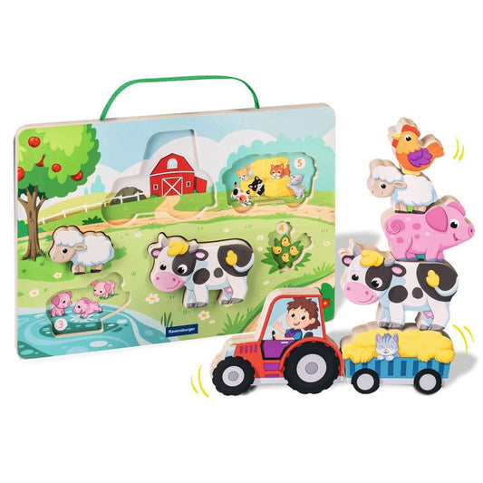 Ravensburger Magnetisches Holz-Puzzle Bauernhof - Spielspaß für kleine Entdecker