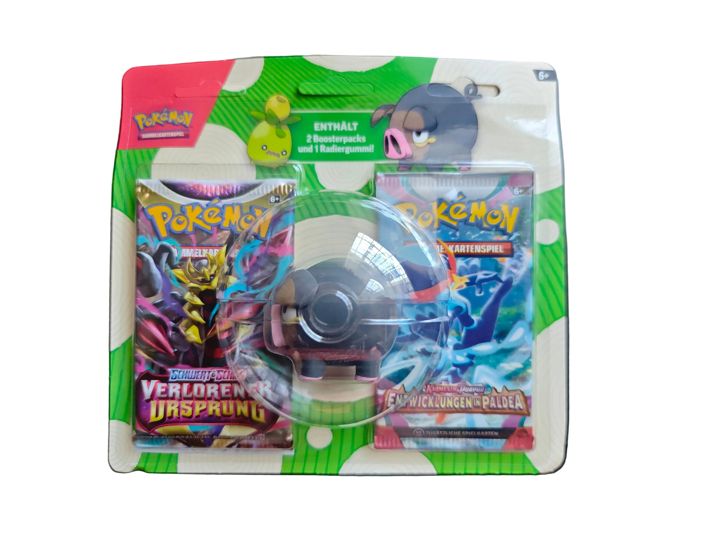 Pokémon Ferkuli-Radiergummi Einschulung + 2 Booster Packs (dt.)