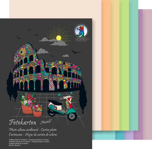 URSUS Fotokarton Pastell A4 - 10 Blatt, 300g/m² Sonderedition