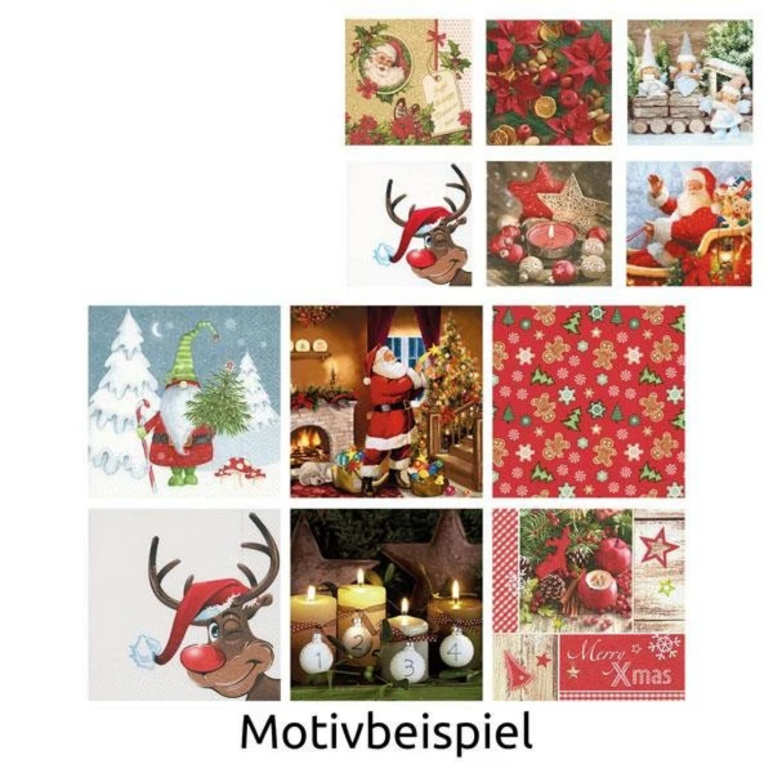 Idena Weihnachtsservietten 33x33cm - Festliche Motive