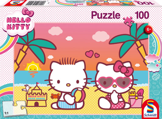 Schmidt Spiele Hello Kitty Puzzle - Badespaß mit Kitty (100 Teile) - Perfekter Puzzlespaß für Kinder