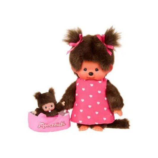 Monchhichi Plüschfigur Girl mit Cot und Bebichhichi 20cm