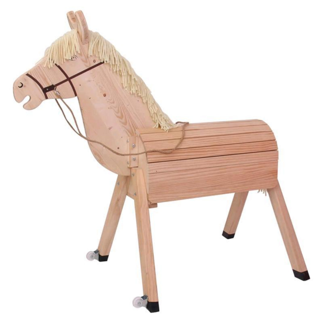 Holzpferd Monty 117cm - Gartenpferd für Kinder mit Zügel