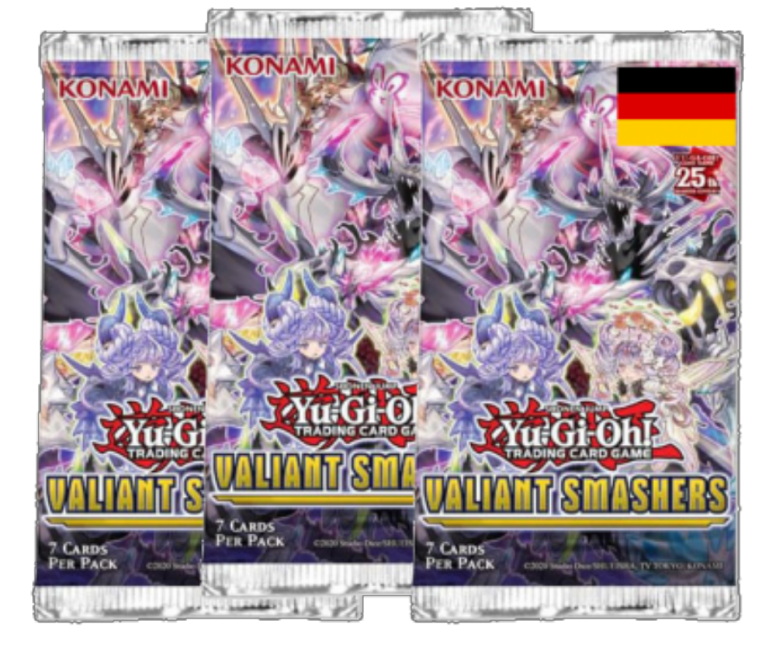 Yu-Gi-Oh - 25th Anniversary Valiant Smashers Tuckbox - 3 Booster Packs der 1. Auflage in deutscher Sprache