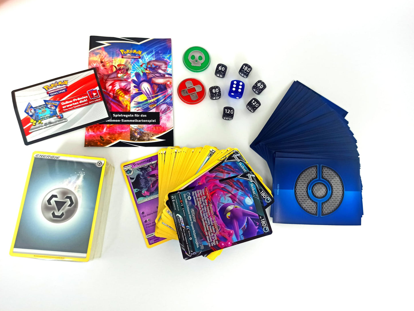 150+ Pokémon-Karten + 65 Sleeves + Spielanleitung Deutsch - Deckbau-Box Sortiment für Anfänger Beginner Starter