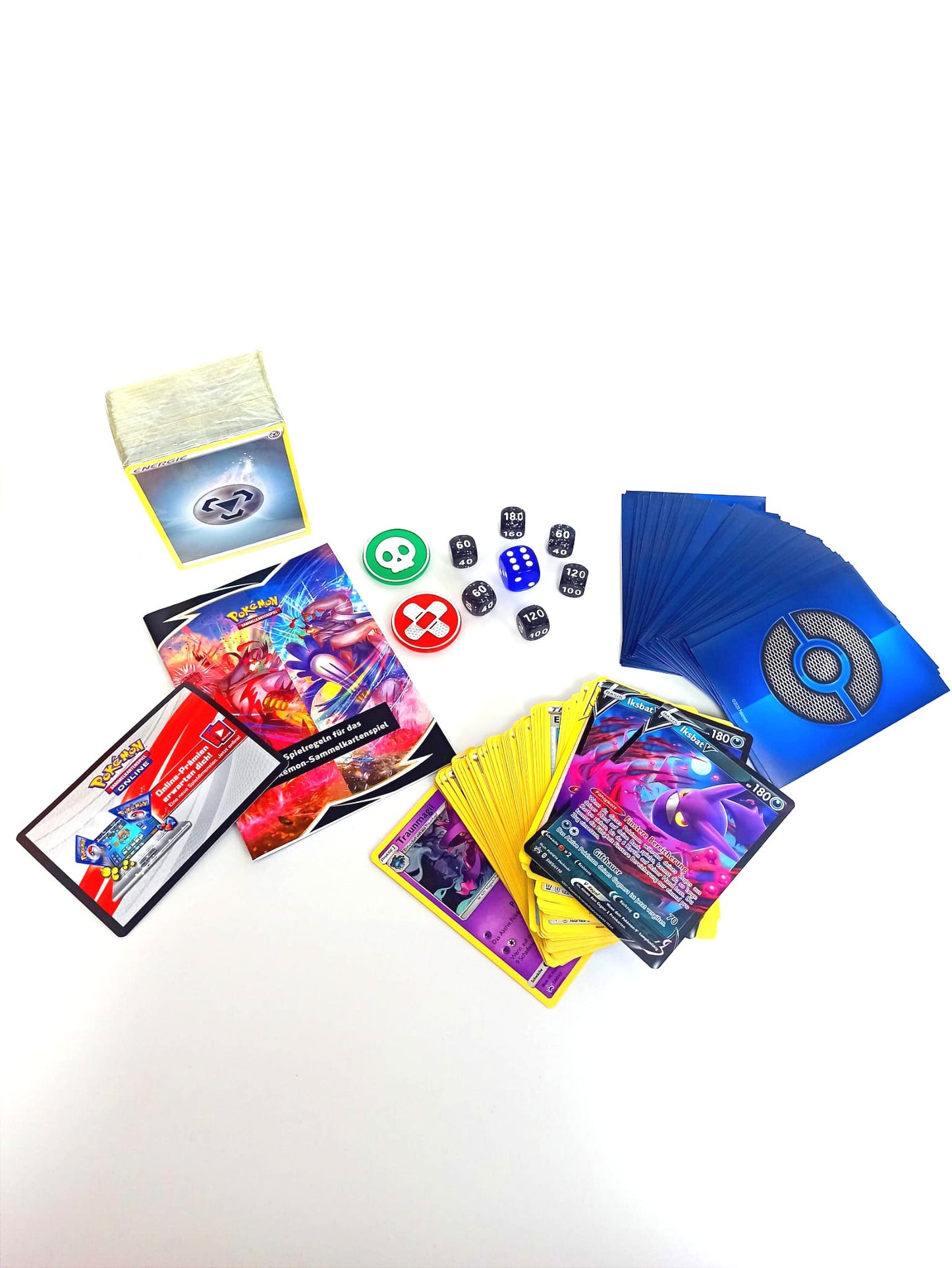 150+ Pokémon-Karten + 65 Sleeves + Spielanleitung Deutsch - Deckbau-Box Sortiment für Anfänger Beginner Starter