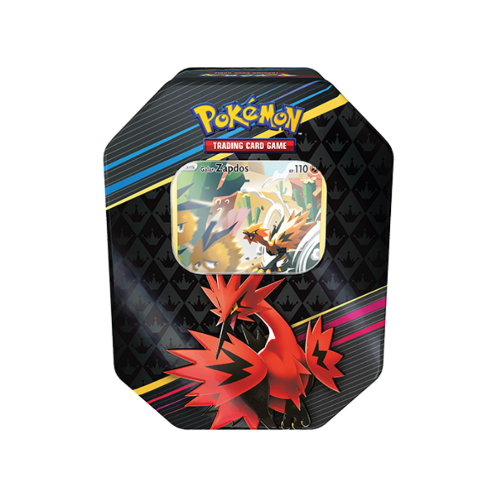 Pokemon Zenit der Könige: Galar Zapdos Tin Box - Deutsches Sammelkartenspiel - 4 Booster Packs